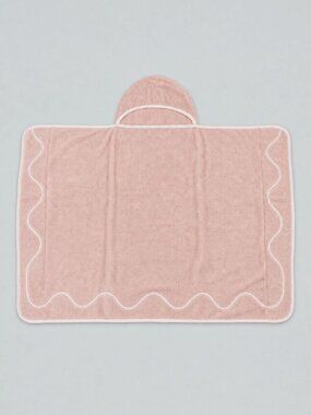 Wavy Embroidered Hooded Towel - Light Pink